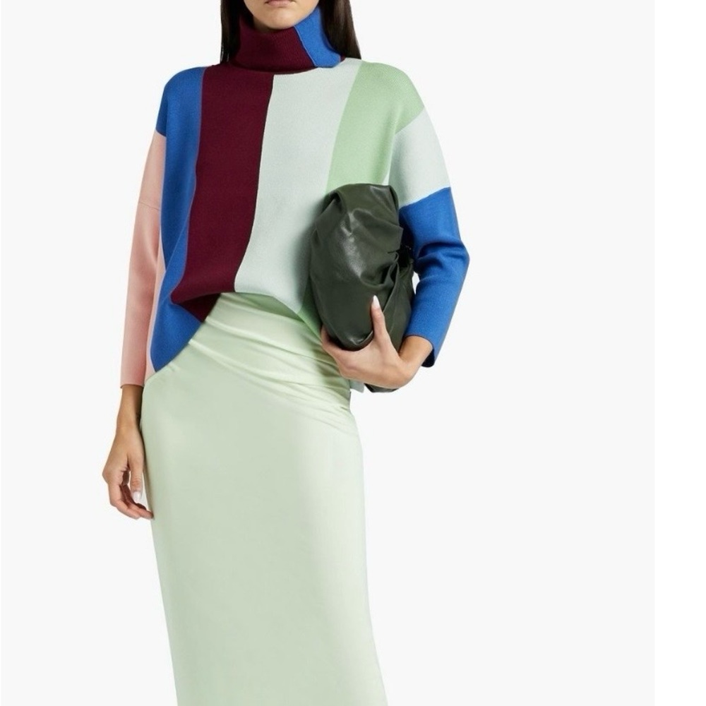 Victoria Beckham Color Block Turtleneck Sweater SZ s